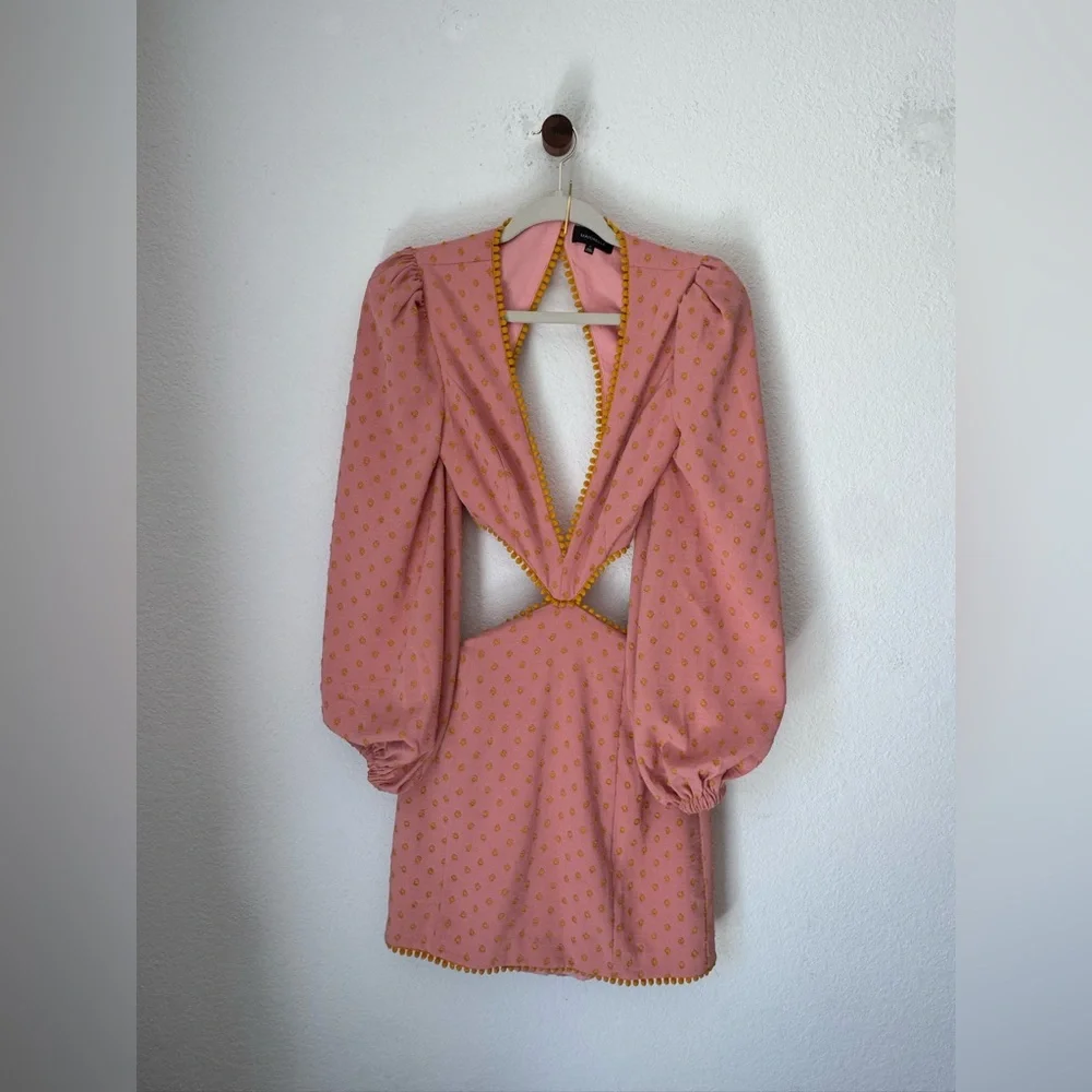 Majorelle Coral and Yellow Cut Out Marisa Mini Dress - Picture 4 of 10